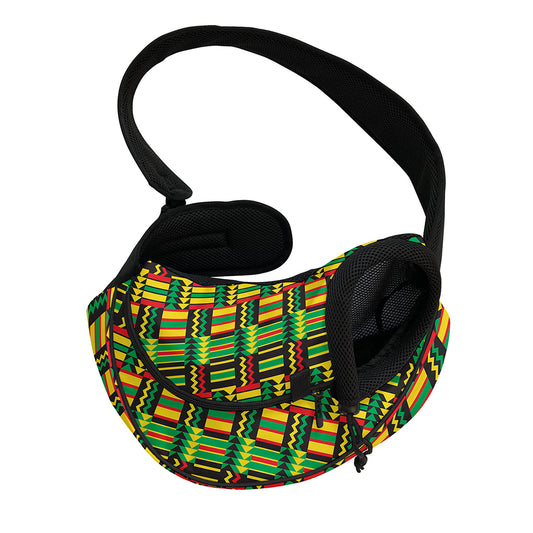 West African Kente Tribal Pattern Print Pet Sling Carrier