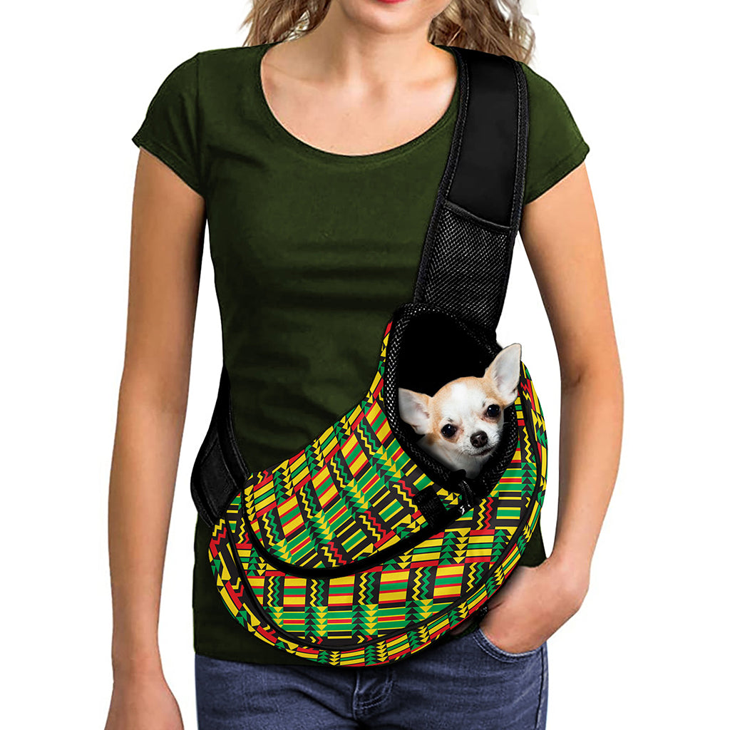 West African Kente Tribal Pattern Print Pet Sling Carrier