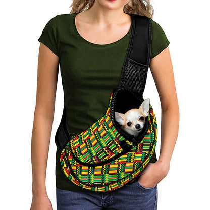 West African Kente Tribal Pattern Print Pet Sling Carrier