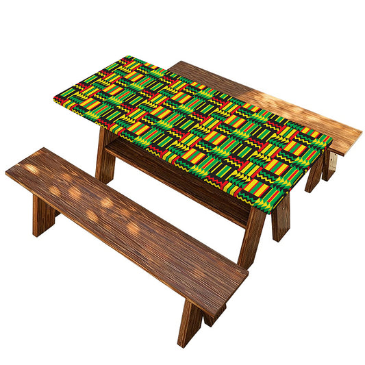 West African Kente Tribal Pattern Print Picnic Table Cover