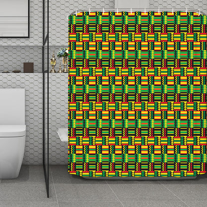 West African Kente Tribal Pattern Print Polyester Shower Curtain