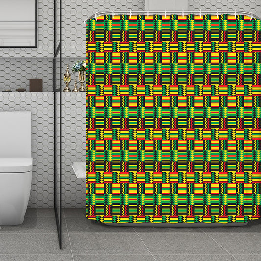 West African Kente Tribal Pattern Print Polyester Shower Curtain