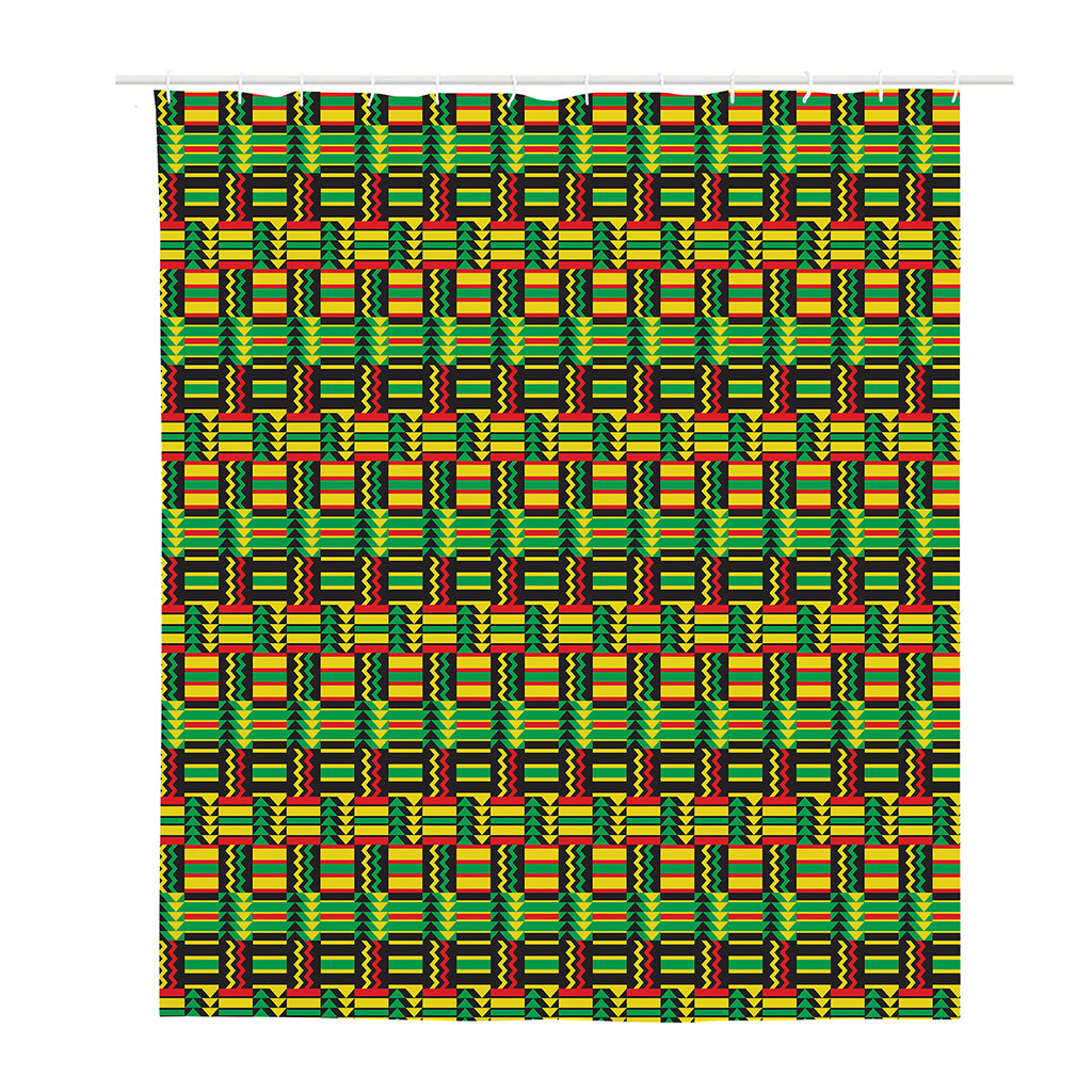West African Kente Tribal Pattern Print Polyester Shower Curtain
