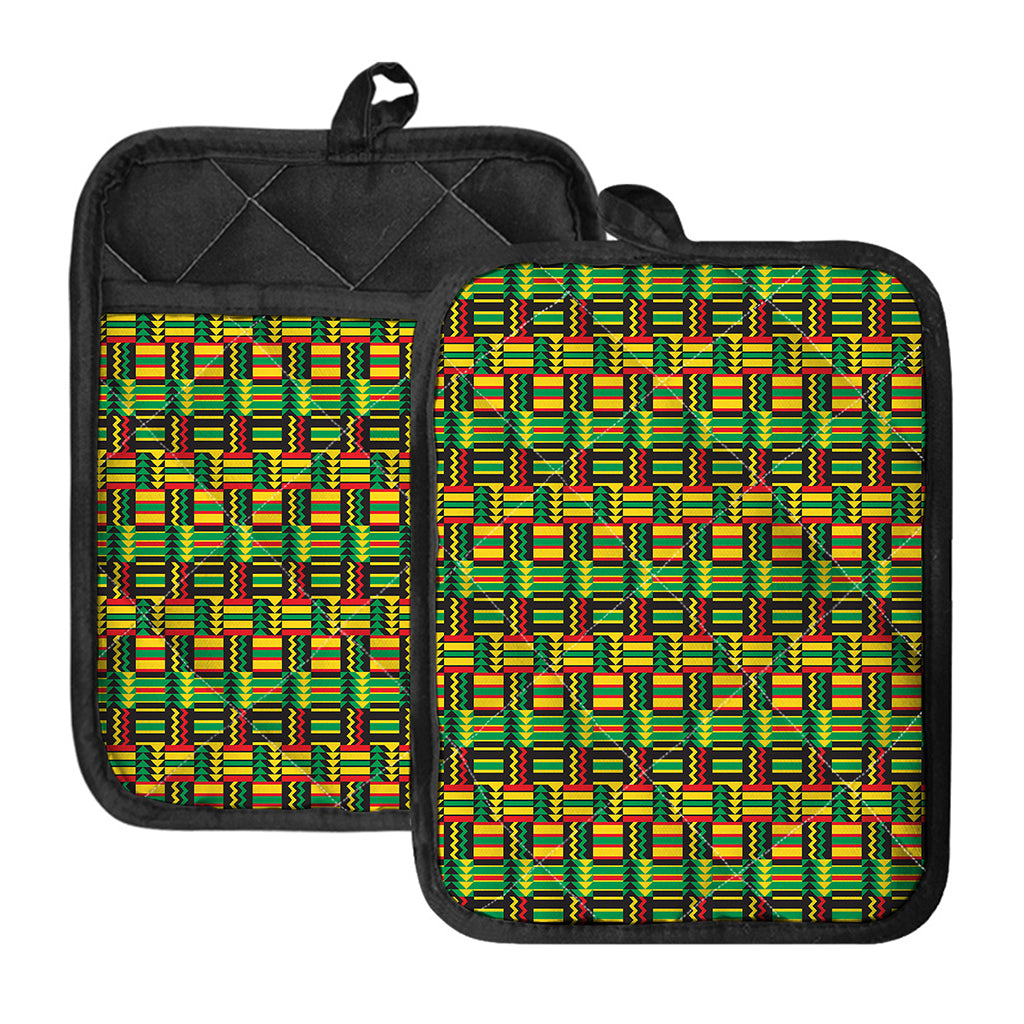 West African Kente Tribal Pattern Print Pot Holders With Pocket