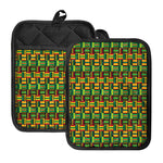 West African Kente Tribal Pattern Print Pot Holders With Pocket