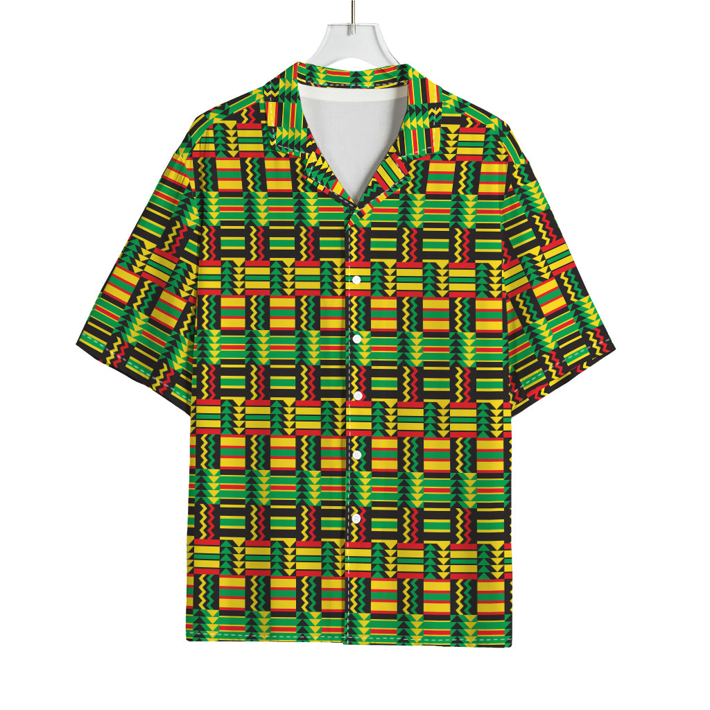 West African Kente Tribal Pattern Print Rayon Hawaiian Shirt