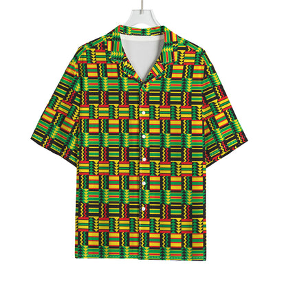 West African Kente Tribal Pattern Print Rayon Hawaiian Shirt