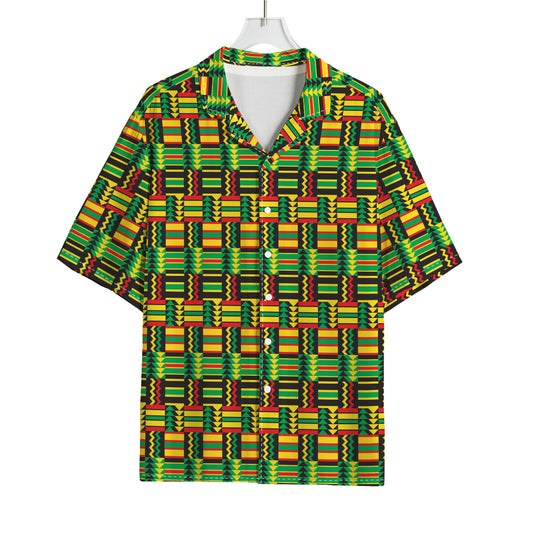West African Kente Tribal Pattern Print Rayon Hawaiian Shirt