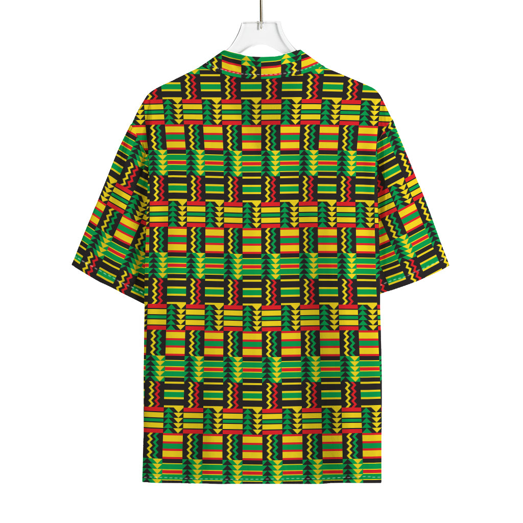 West African Kente Tribal Pattern Print Rayon Hawaiian Shirt