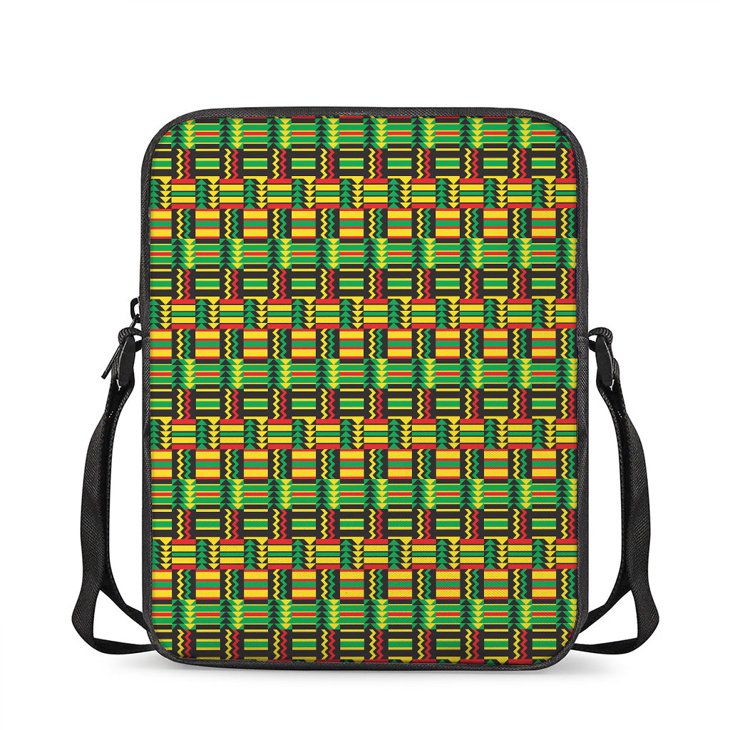 West African Kente Tribal Pattern Print Rectangular Crossbody Bag