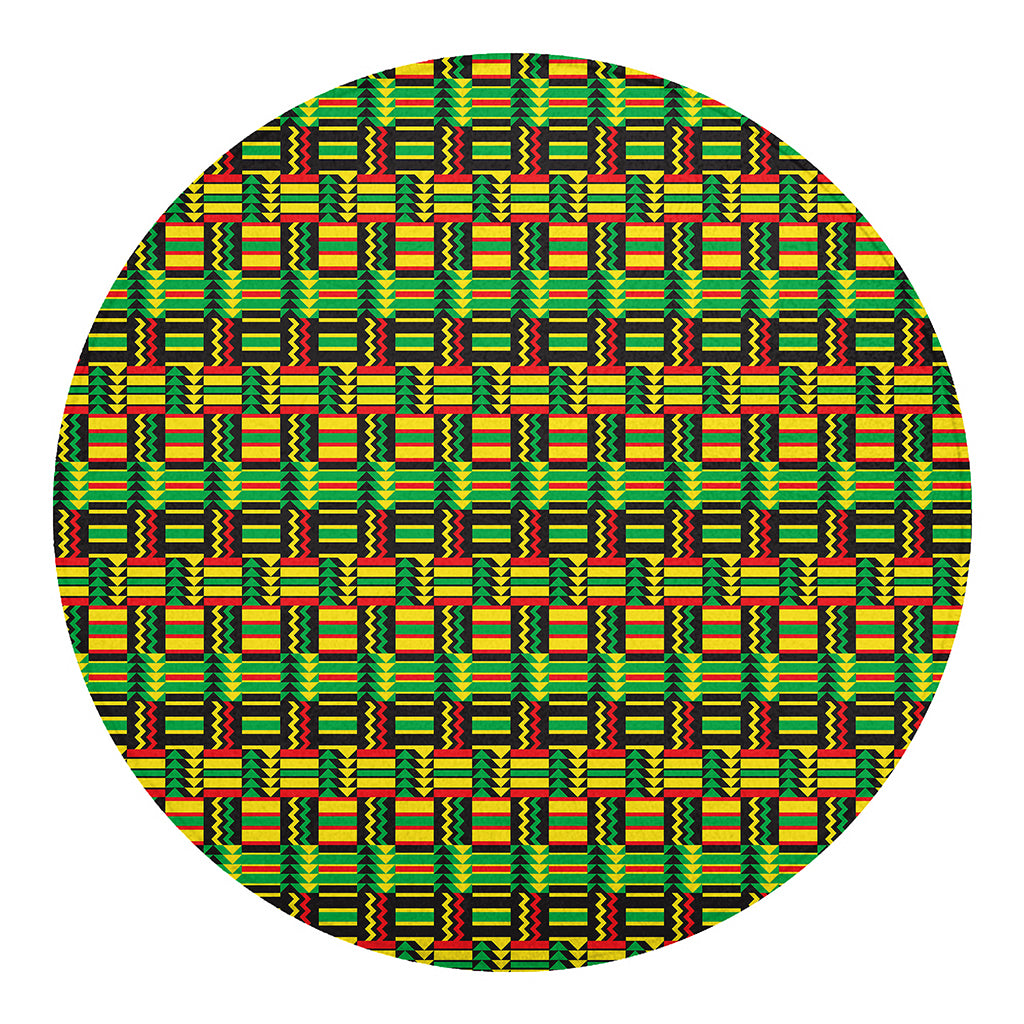 West African Kente Tribal Pattern Print Round Blanket