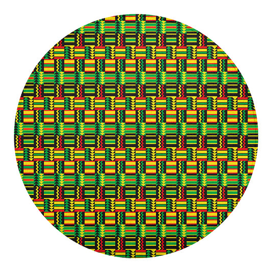 West African Kente Tribal Pattern Print Round Blanket