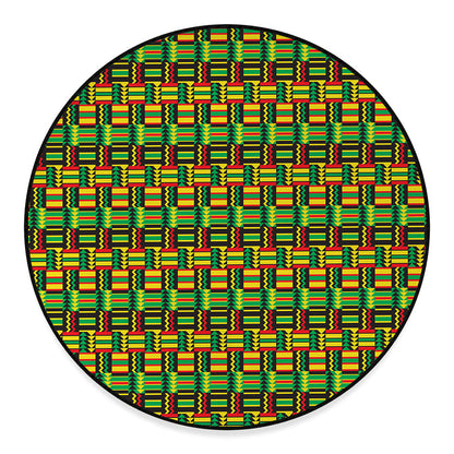 West African Kente Tribal Pattern Print Round Floor Mat