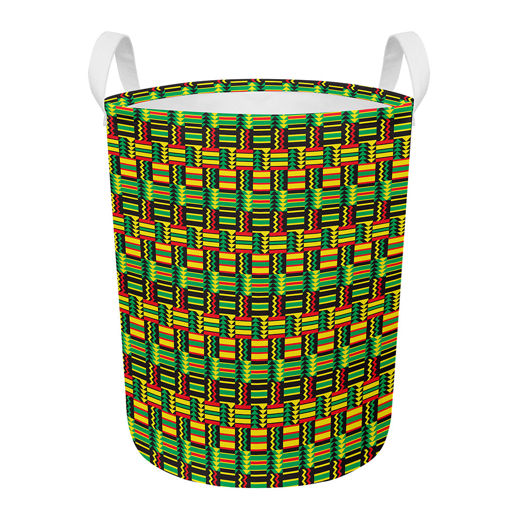 West African Kente Tribal Pattern Print Round Laundry Basket