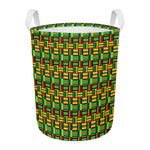 West African Kente Tribal Pattern Print Round Laundry Basket
