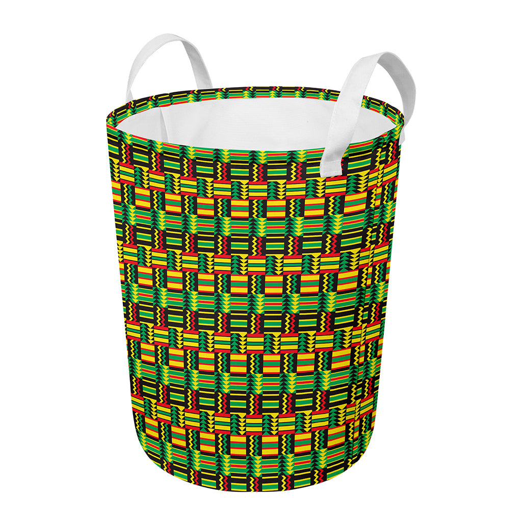 West African Kente Tribal Pattern Print Round Laundry Basket