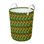 West African Kente Tribal Pattern Print Round Laundry Basket