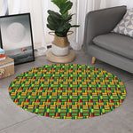 West African Kente Tribal Pattern Print Round Rug