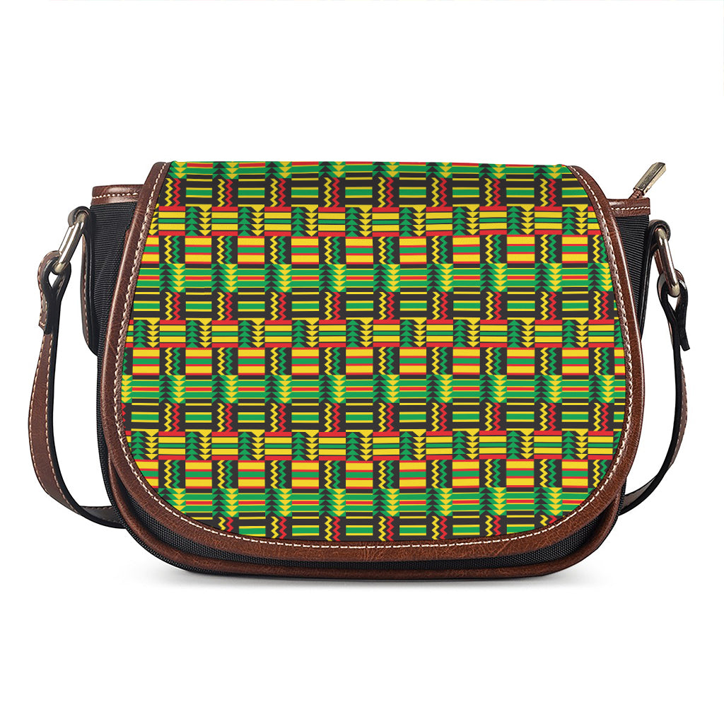 West African Kente Tribal Pattern Print Saddle Bag