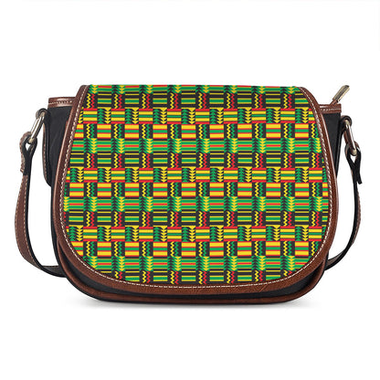 West African Kente Tribal Pattern Print Saddle Bag