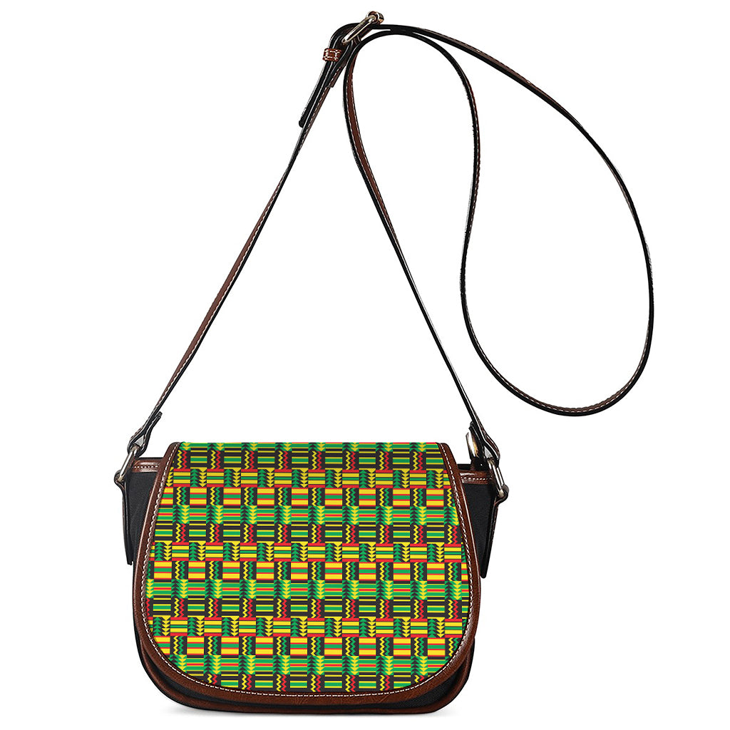 West African Kente Tribal Pattern Print Saddle Bag