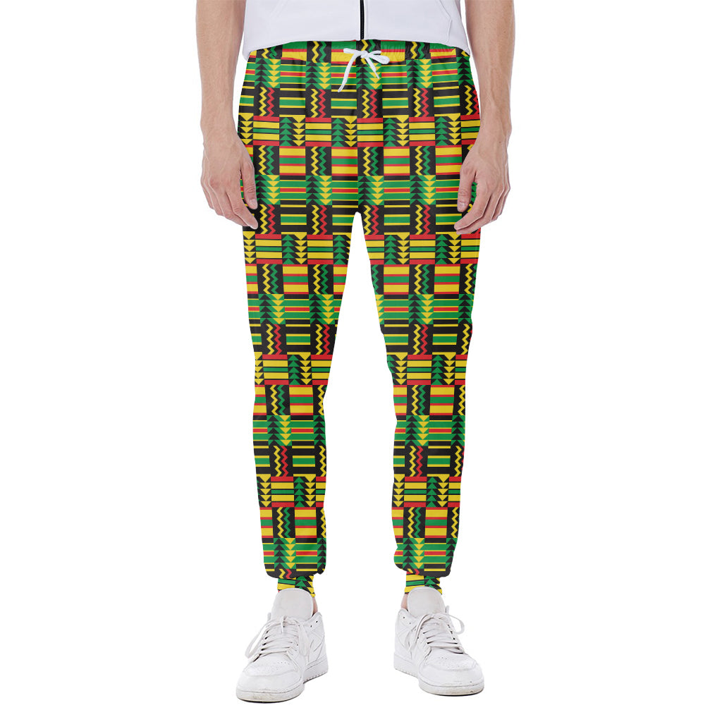 West African Kente Tribal Pattern Print Scuba Joggers