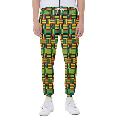West African Kente Tribal Pattern Print Scuba Joggers