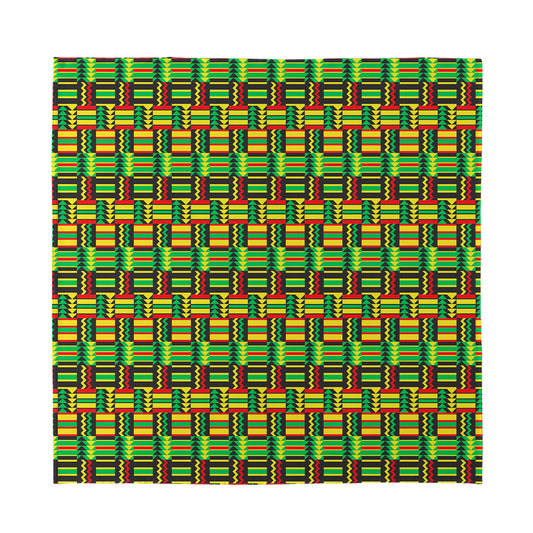 West African Kente Tribal Pattern Print Silk Bandana