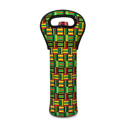 West African Kente Tribal Pattern Print Single Neoprene Wine Tote