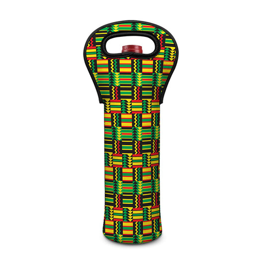 West African Kente Tribal Pattern Print Single Neoprene Wine Tote