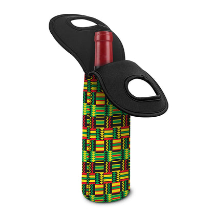 West African Kente Tribal Pattern Print Single Neoprene Wine Tote