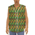 West African Kente Tribal Pattern Print Sleeveless Baseball Jersey