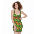 West African Kente Tribal Pattern Print Sleeveless Bodycon Dress
