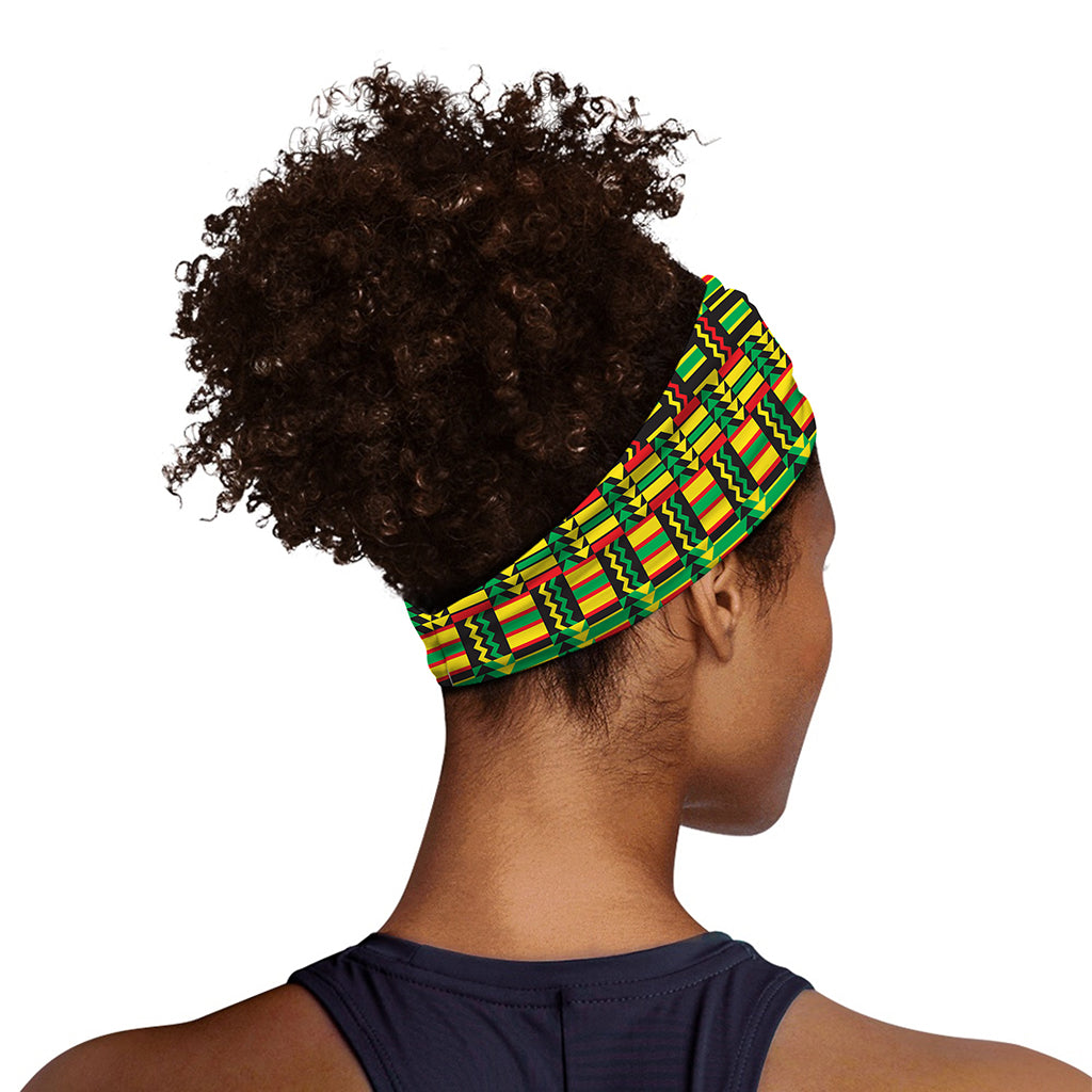 West African Kente Tribal Pattern Print Sports Headband