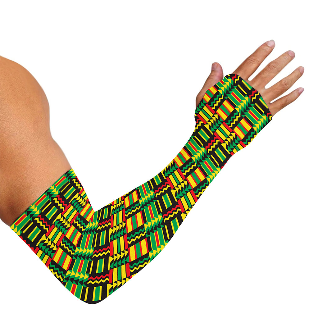 West African Kente Tribal Pattern Print Sun Protection Arm Sleeves