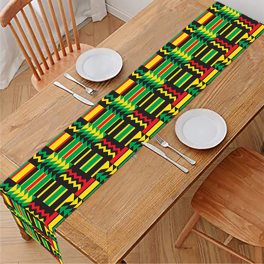 West African Kente Tribal Pattern Print Table Runner