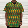 West African Kente Tribal Pattern Print Textured Short Sleeve Shirt