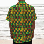 West African Kente Tribal Pattern Print Textured Short Sleeve Shirt