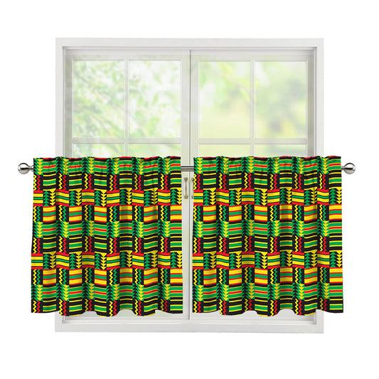 West African Kente Tribal Pattern Print Tier Curtains