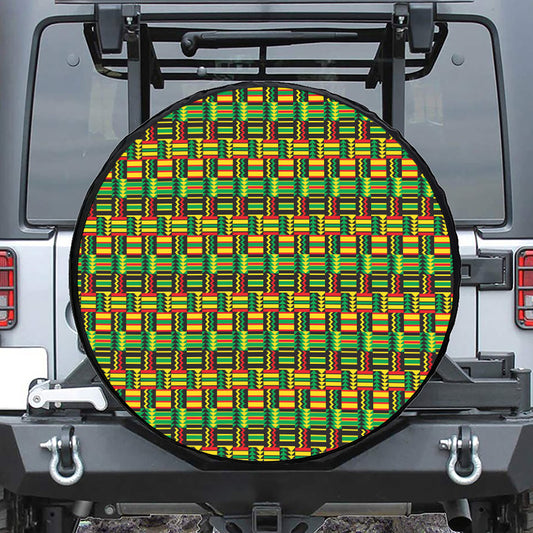 West African Kente Tribal Pattern Print Tire Cover