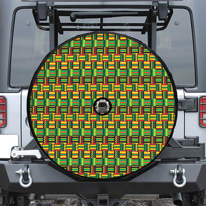 West African Kente Tribal Pattern Print Tire Cover With Camera Hole