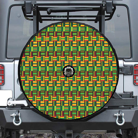 West African Kente Tribal Pattern Print Tire Cover With Camera Hole