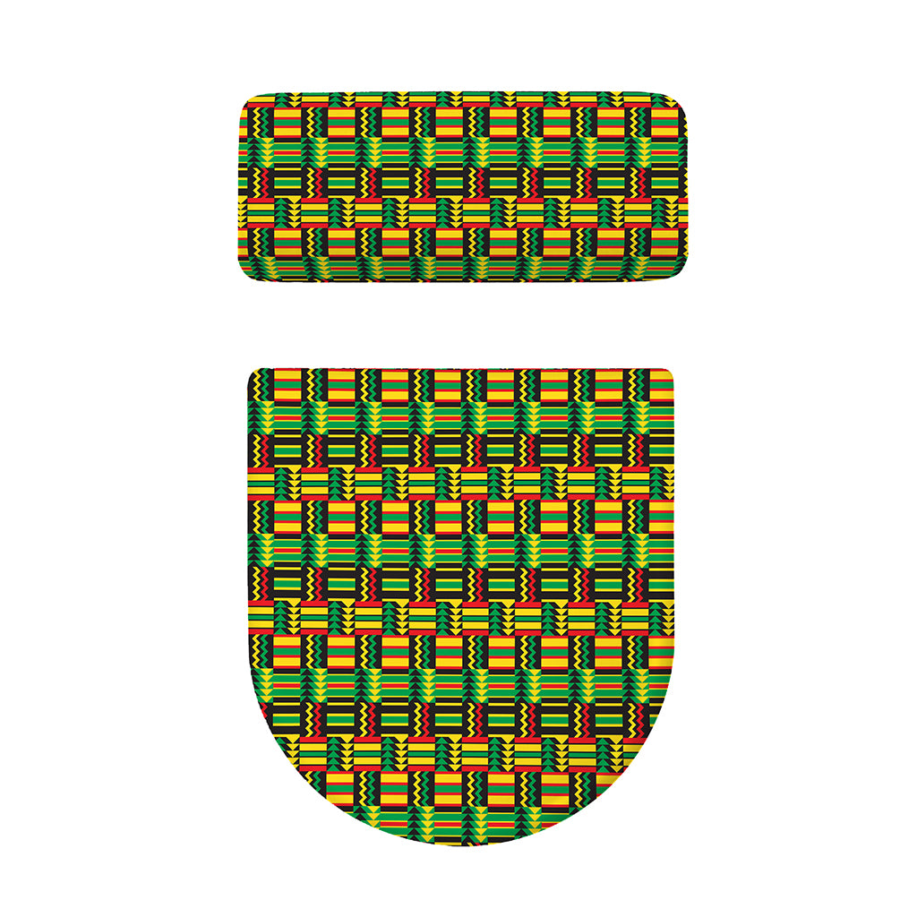 West African Kente Tribal Pattern Print Toilet Lid And Tank Cover Set