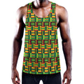West African Kente Tribal Pattern Print Men's Workout Tank Top