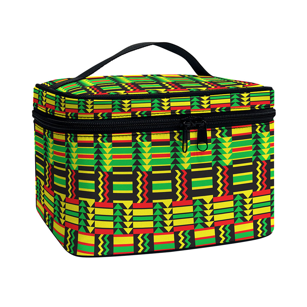 West African Kente Tribal Pattern Print Travel Makeup Bag