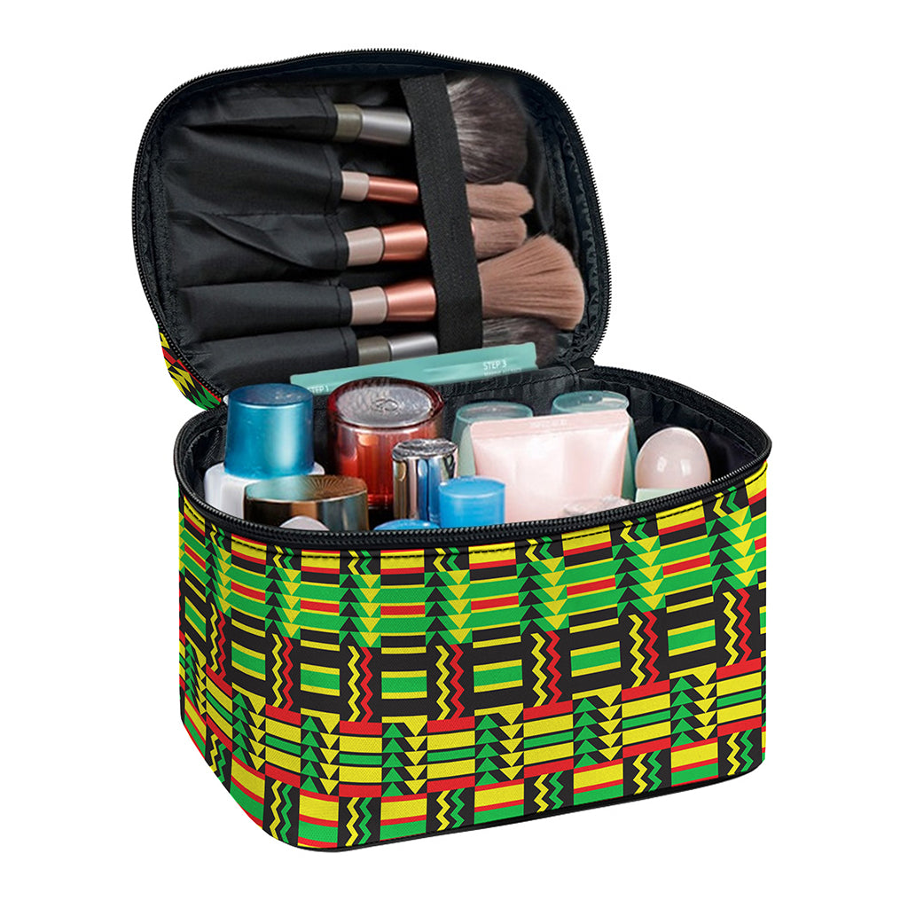 West African Kente Tribal Pattern Print Travel Makeup Bag