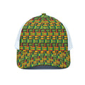 West African Kente Tribal Pattern Print White Mesh Trucker Hat