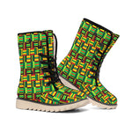 West African Kente Tribal Pattern Print Winter Boots