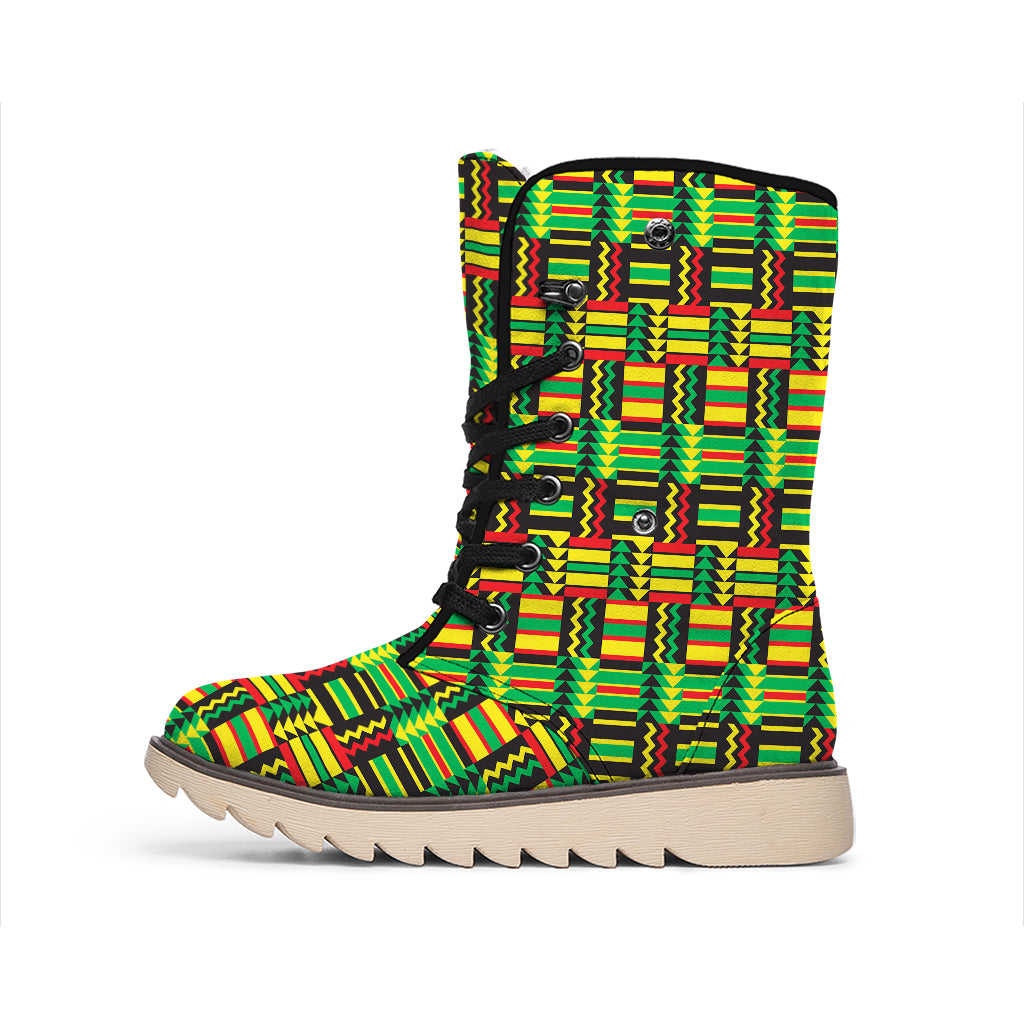 West African Kente Tribal Pattern Print Winter Boots