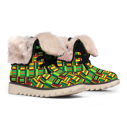 West African Kente Tribal Pattern Print Winter Boots
